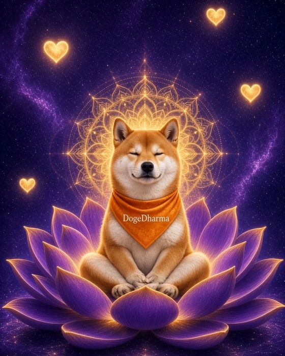 DogeDharma meditating in the clouds